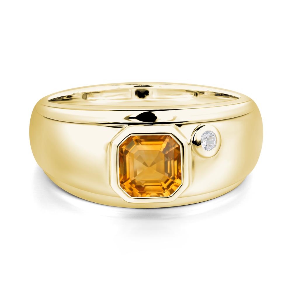 Asscher Cut Citrine Men's Ring - LUO Jewelry #metal_18k yellow gold