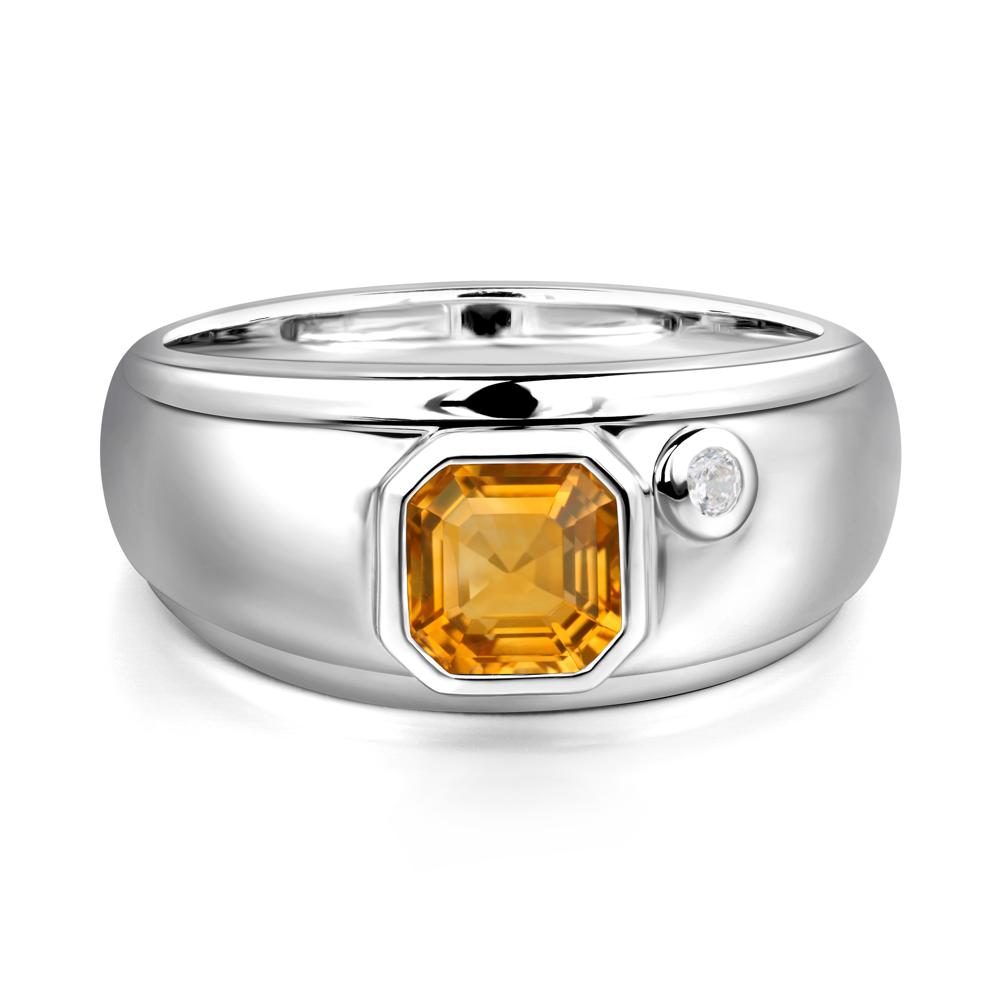 Asscher Cut Citrine Men's Ring - LUO Jewelry #metal_sterling silver