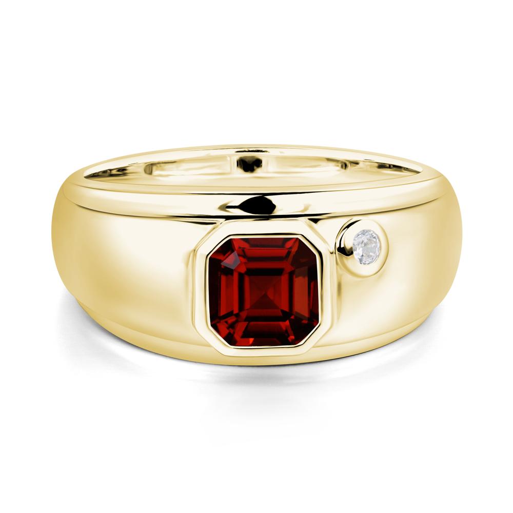 Asscher Cut Garnet Men's Ring - LUO Jewelry #metal_18k yellow gold