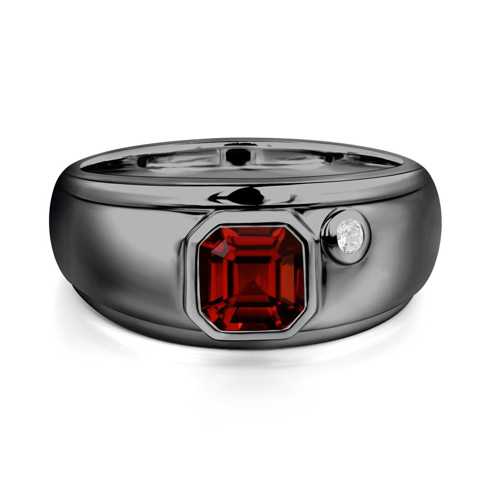 Asscher Cut Garnet Men's Ring - LUO Jewelry #metal_black finish sterling silver