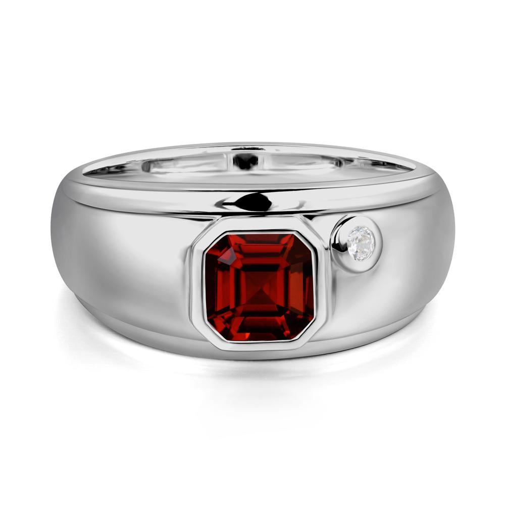 Asscher Cut Garnet Men's Ring - LUO Jewelry #metal_platinum