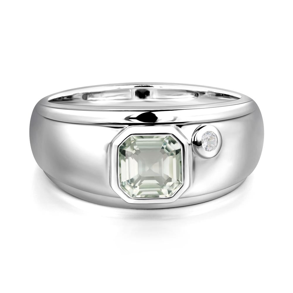 Men's Green Amethyst Ring - LUO Jewelry #metal_14k white gold