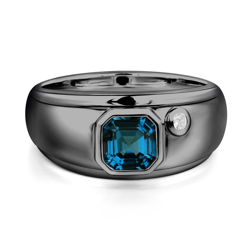 Men's London Blue Topaz Ring - LUO Jewelry #metal_black finish sterling silver