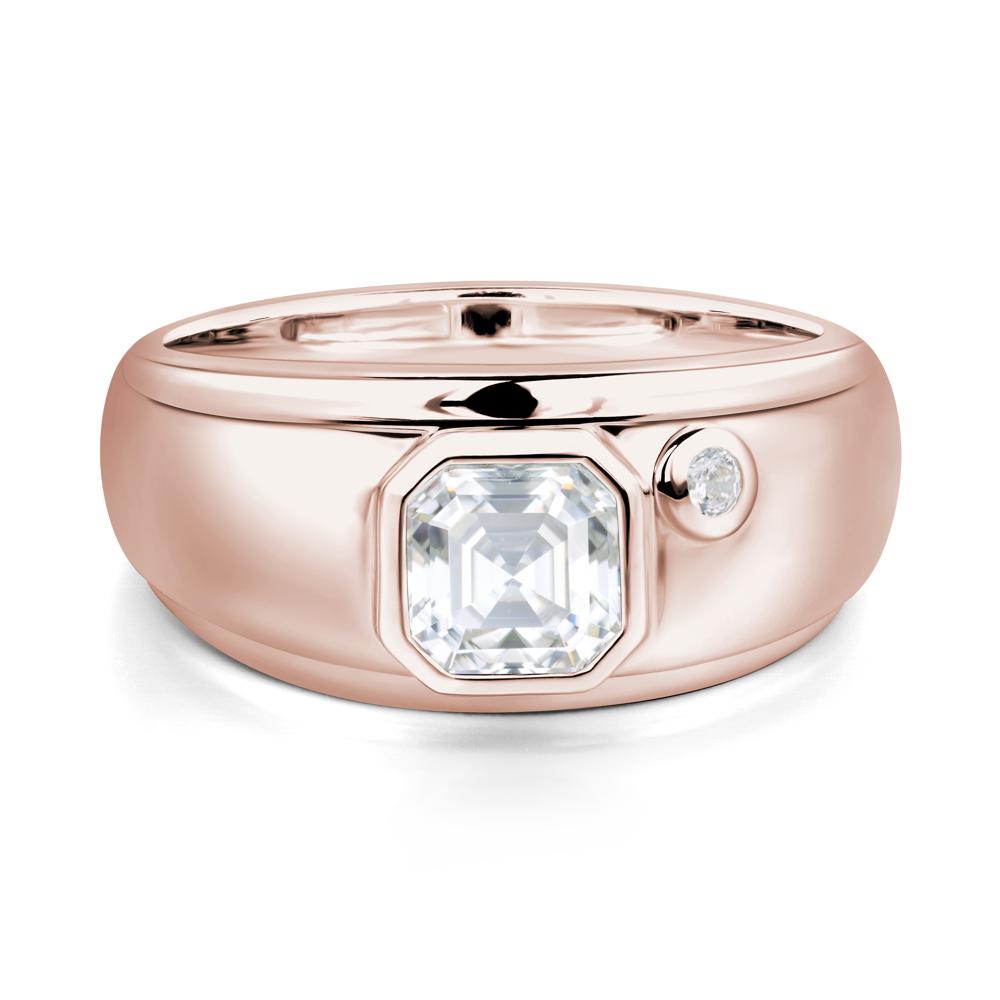 Asscher Cut Moissanite Men's Ring - LUO Jewelry #metal_14k rose gold