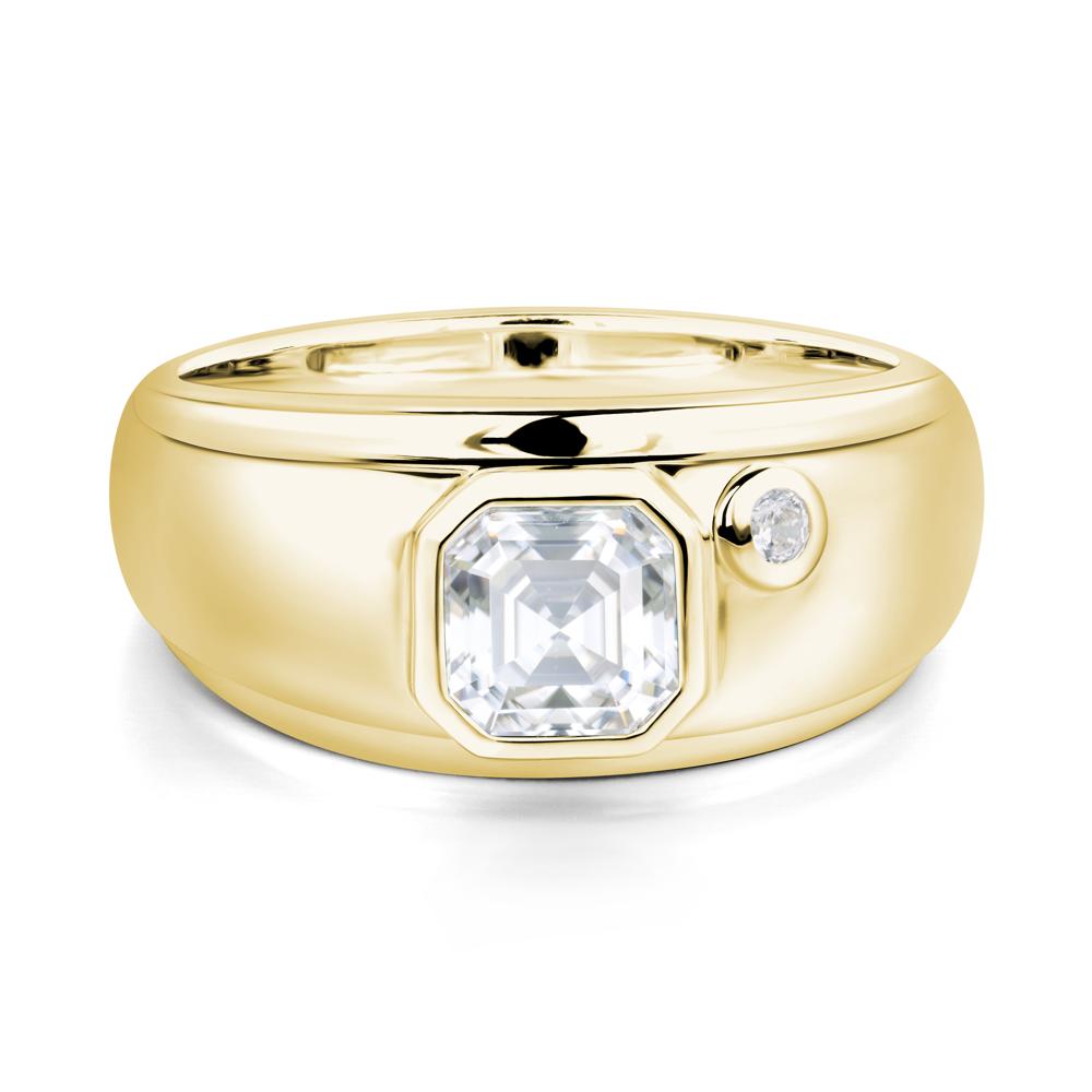 Asscher Cut Moissanite Men's Ring - LUO Jewelry #metal_18k yellow gold