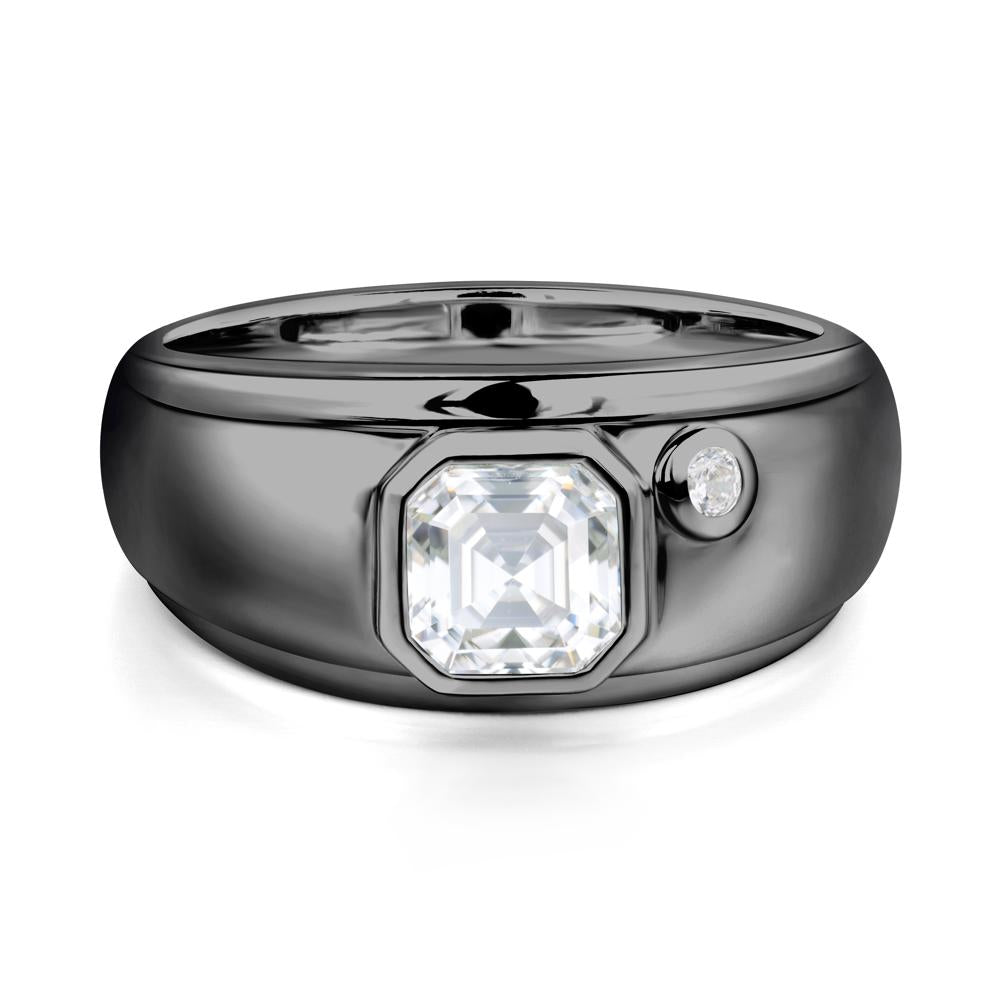 Asscher Cut Moissanite Men's Ring - LUO Jewelry #metal_black finish sterling silver