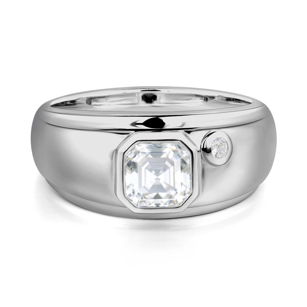 Asscher Cut Moissanite Men's Ring - LUO Jewelry #metal_platinum