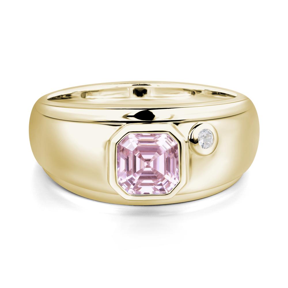 Men's Pink Cubic Zirconia Ring - LUO Jewelry #metal_14k yellow gold