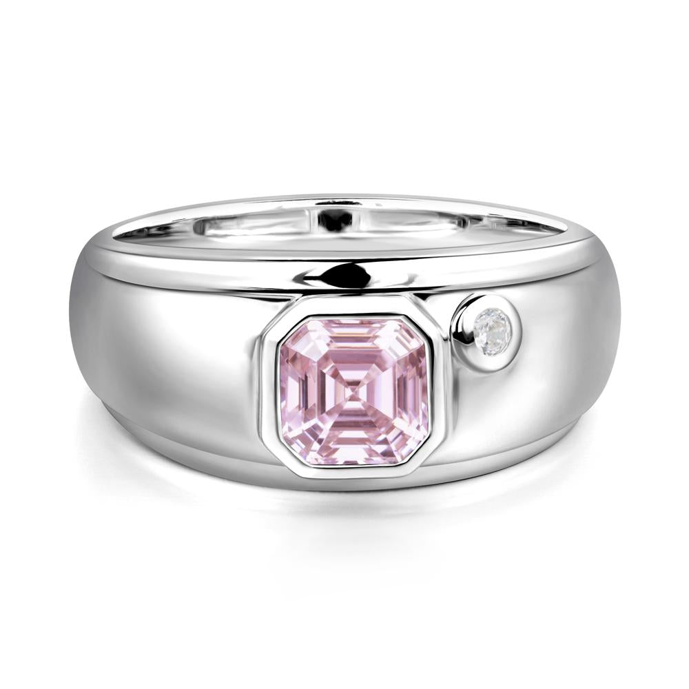 Men's Pink Cubic Zirconia Ring - LUO Jewelry #metal_sterling silver