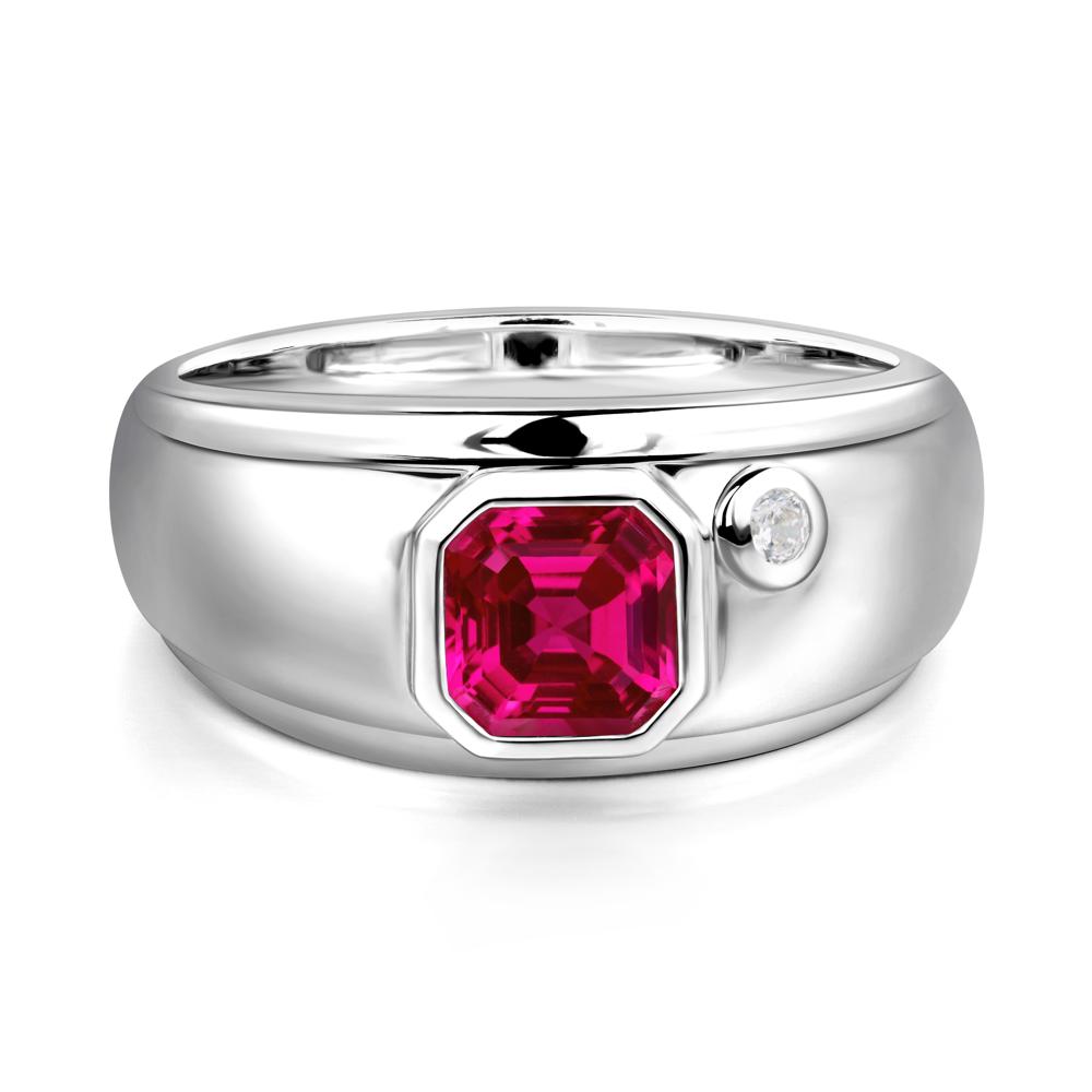 Asscher Cut Ruby Men's Ring - LUO Jewelry #metal_sterling silver