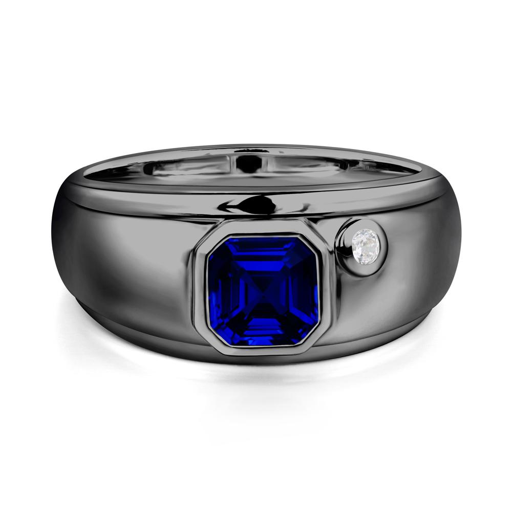 Men's Sapphire Ring - LUO Jewelry #metal_black finish sterling silver