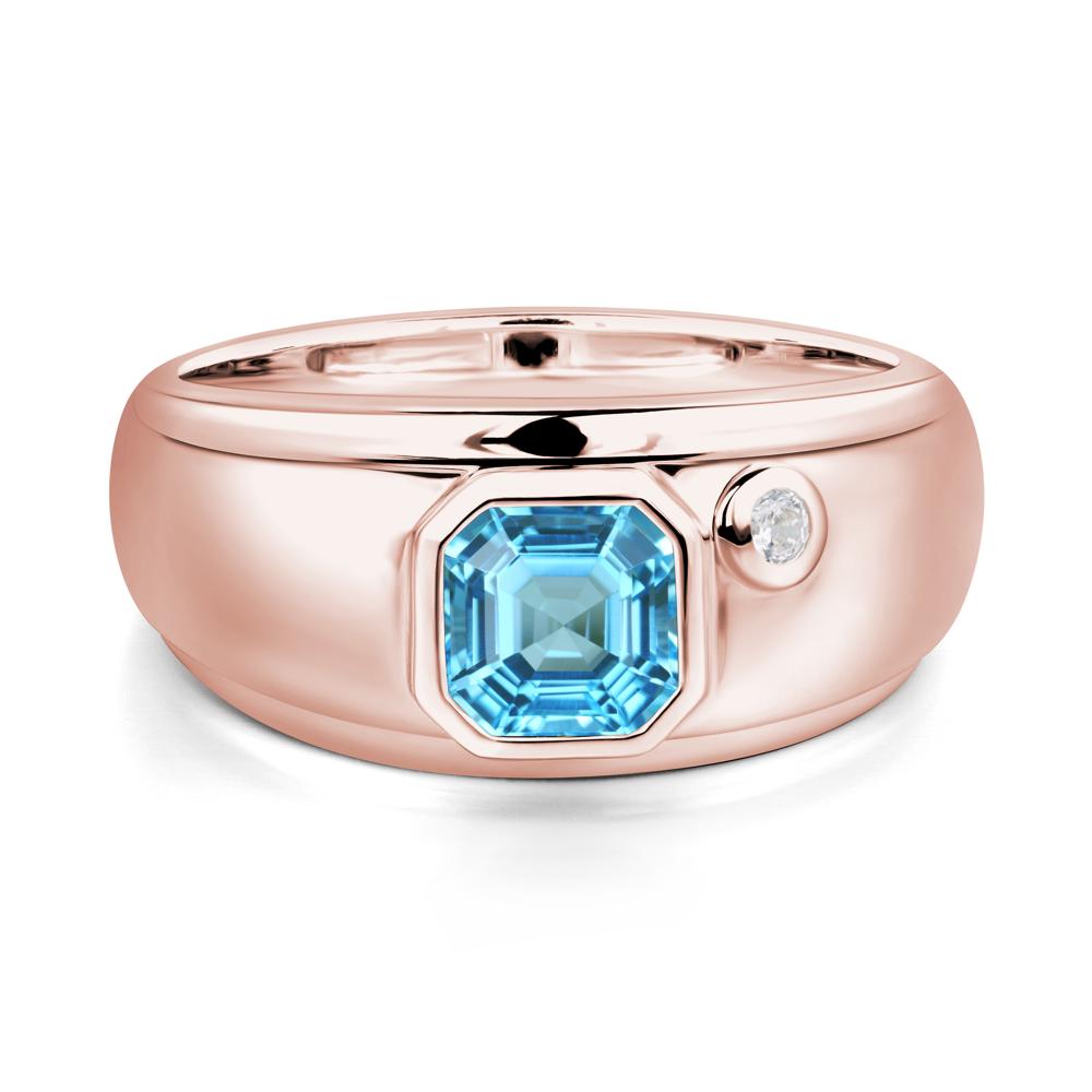 Men's Swiss Blue Topaz Ring - LUO Jewelry #metal_18k rose gold