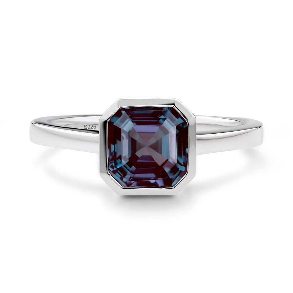 Asscher Cut Alexandrite Engagement Ring - LUO Jewelry #metal_sterling silver