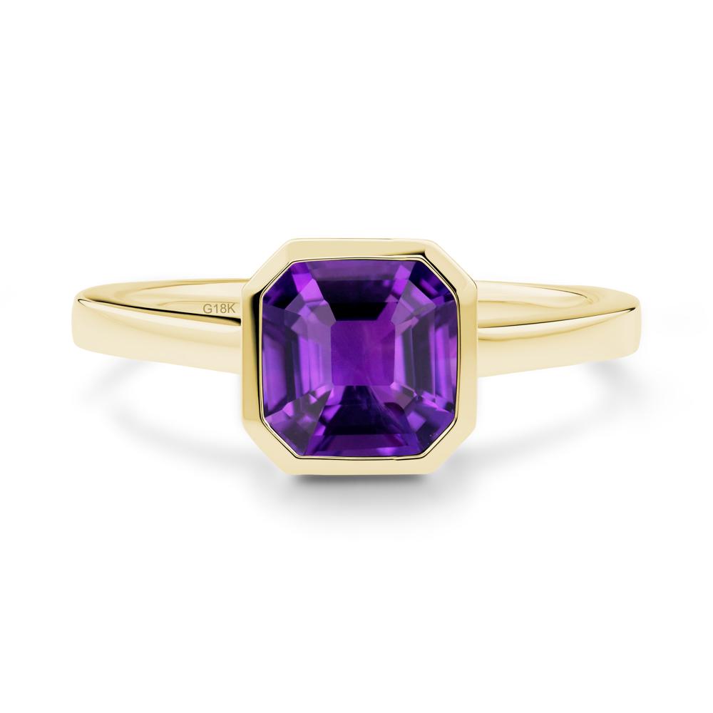 Amethyst Asscher Bezel Ring - LUO Jewelry #metal_18k yellow gold