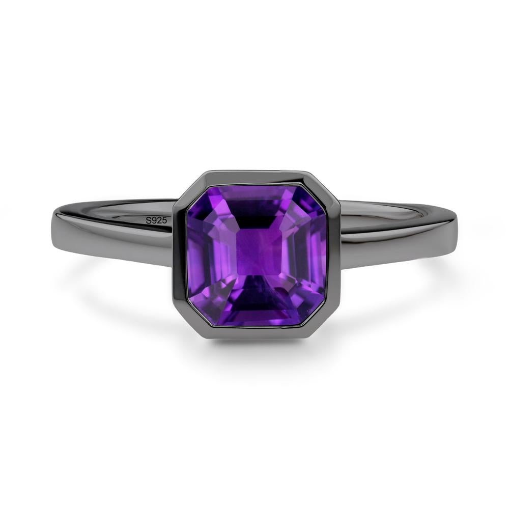 Amethyst Asscher Bezel Ring - LUO Jewelry #metal_black finish sterling silver