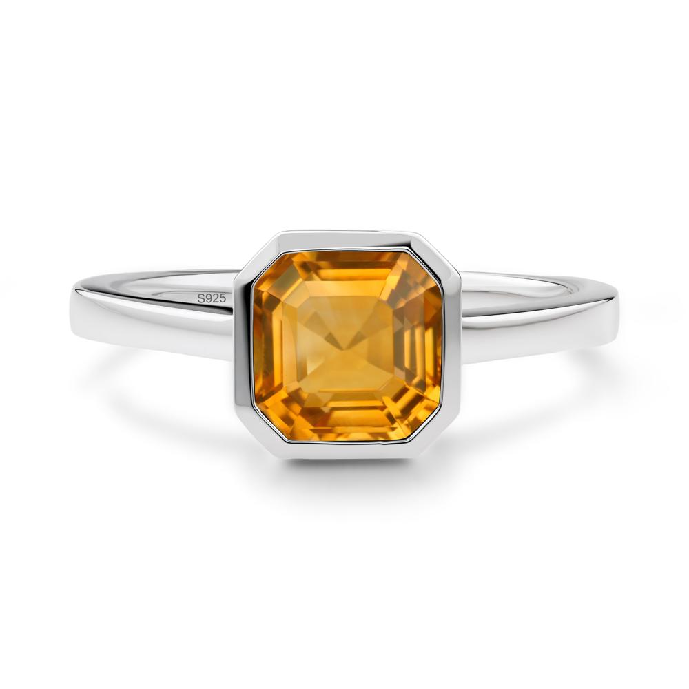 Citrine Asscher Bezel Ring - LUO Jewelry #metal_sterling silver