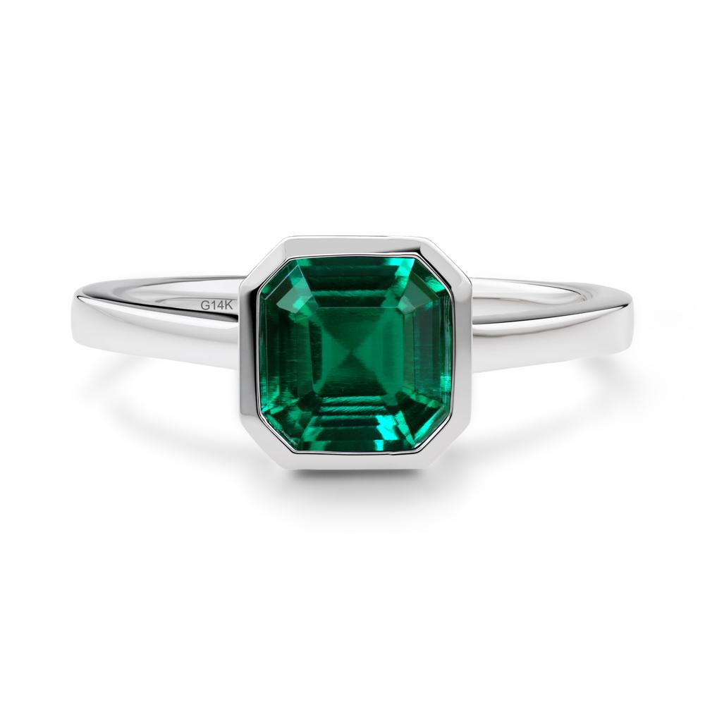 Asscher Cut Emerald Engagement Ring - LUO Jewelry #metal_14k white gold