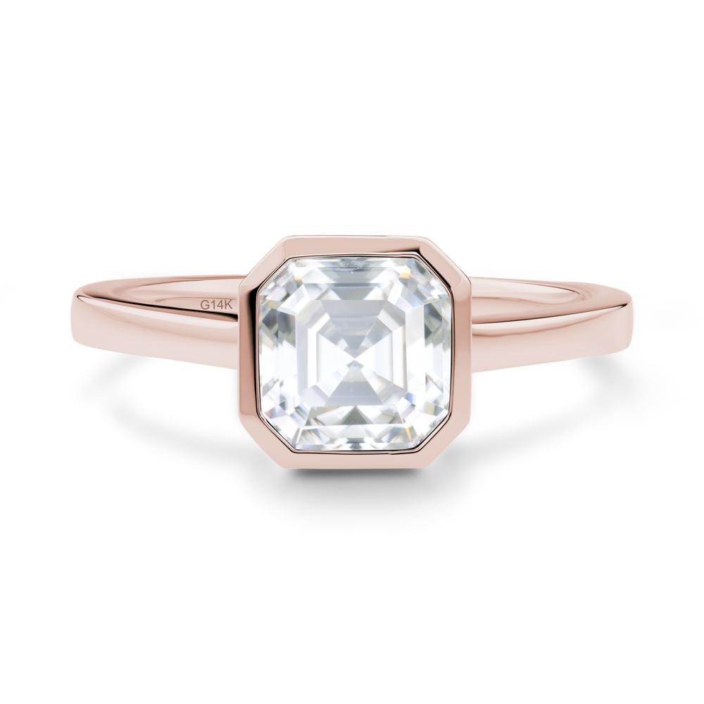Asscher Cut Moissanite Engagement Ring - LUO Jewelry #metal_14k rose gold