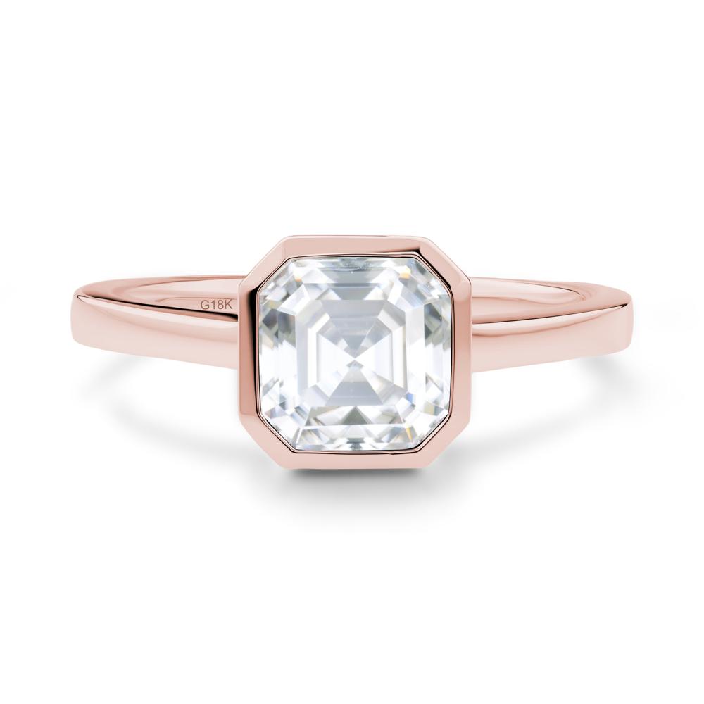 Asscher Cut Moissanite Engagement Ring - LUO Jewelry #metal_18k rose gold