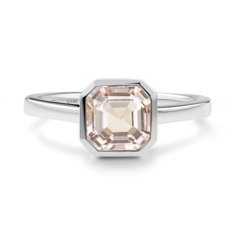 Asscher Cut Morganite Engagement Ring - LUO Jewelry #metal_14k white gold