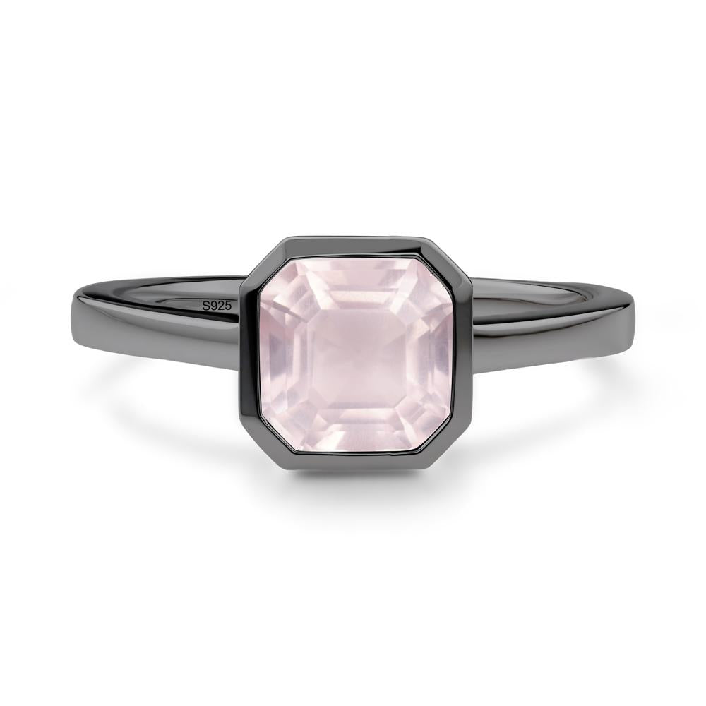 Asscher Cut Rose Quartz Engagement Ring - LUO Jewelry #metal_black finish sterling silver