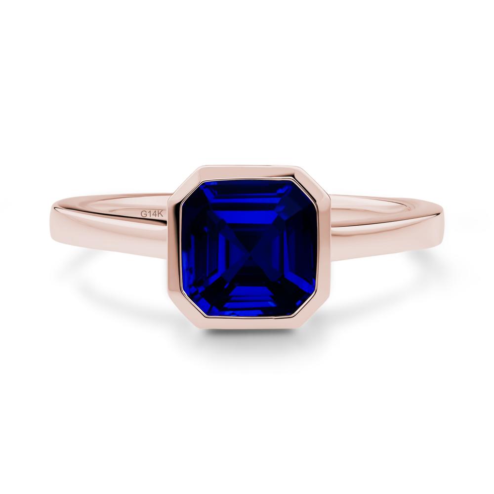 Asscher Cut Sapphire Engagement Ring - LUO Jewelry #metal_14k rose gold