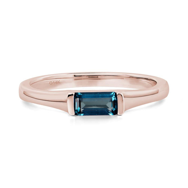 London Blue Topaz Baguette Ring - LUO Jewelry #metal_14k rose gold