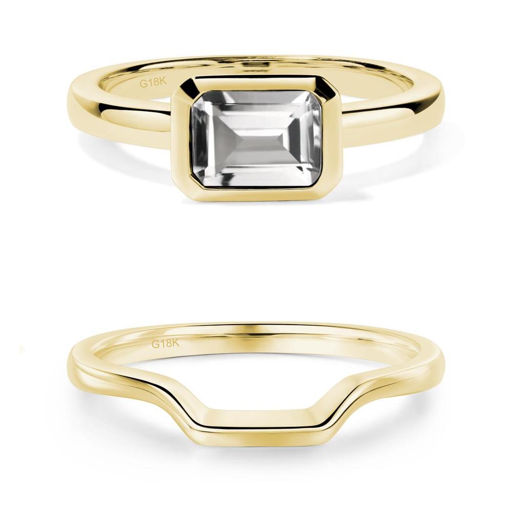 White Topaz Bezel Emerald Cut Engagement Ring - LUO Jewelry #metal_xxxxx