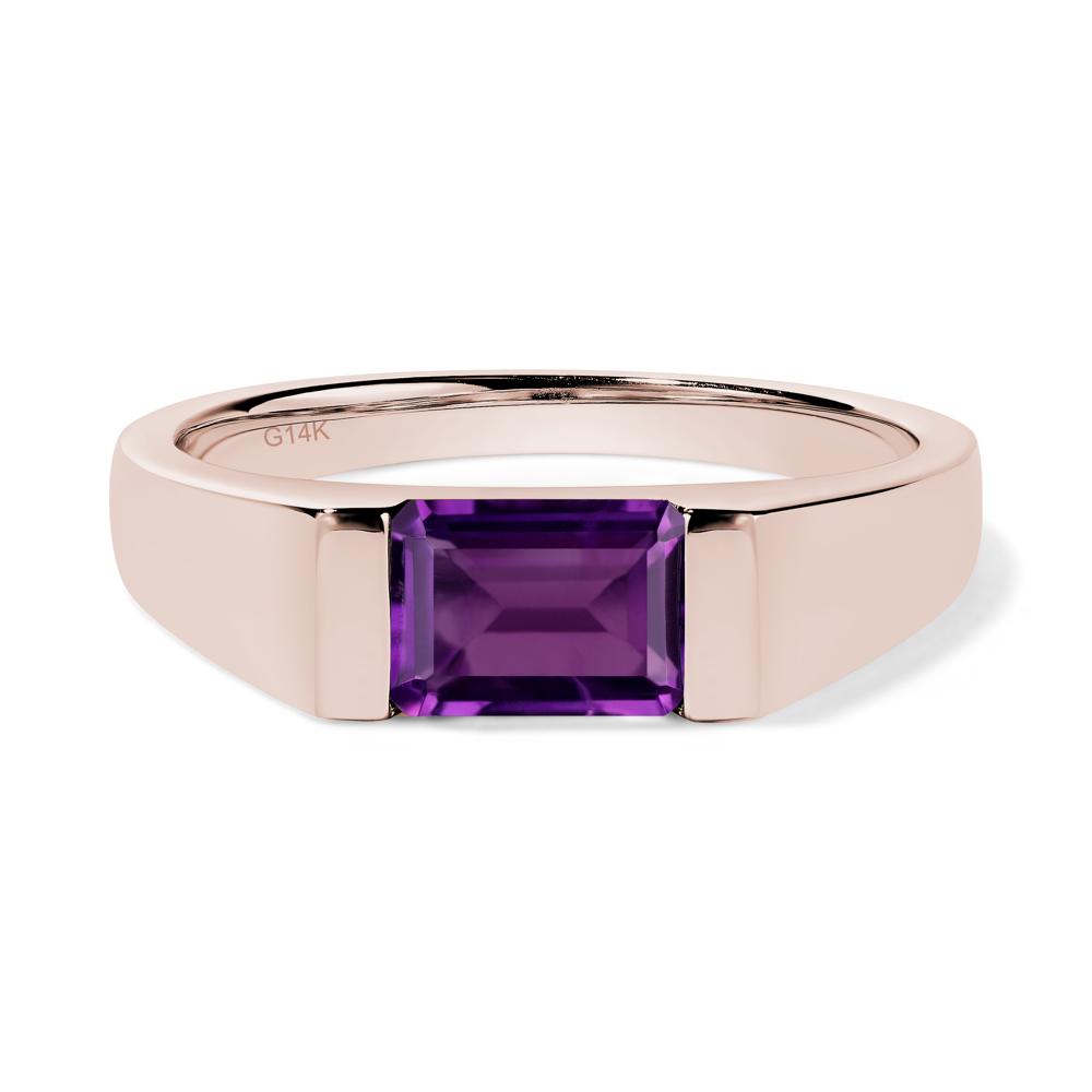 Horizontal Amethyst Gender Neutral Ring - LUO Jewelry #metal_14k rose gold