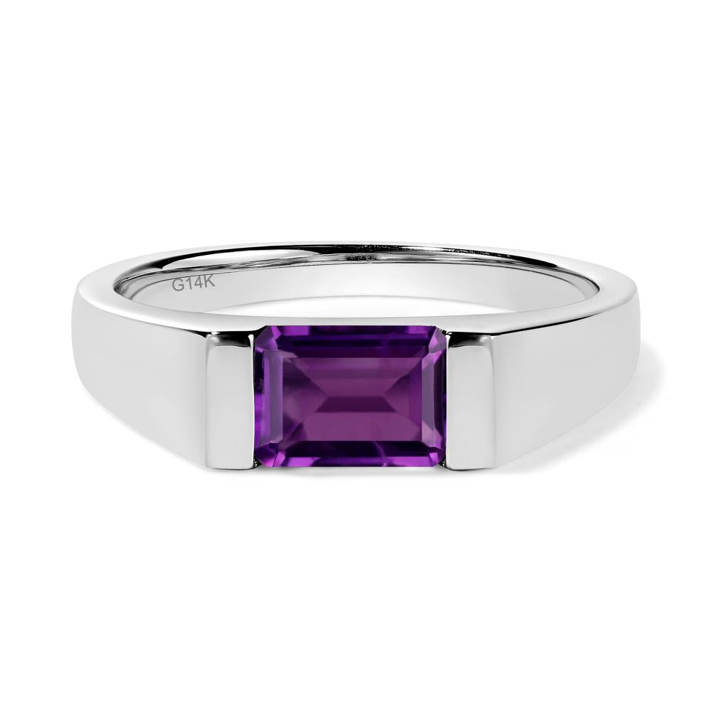 Horizontal Amethyst Gender Neutral Ring - LUO Jewelry #metal_14k white gold