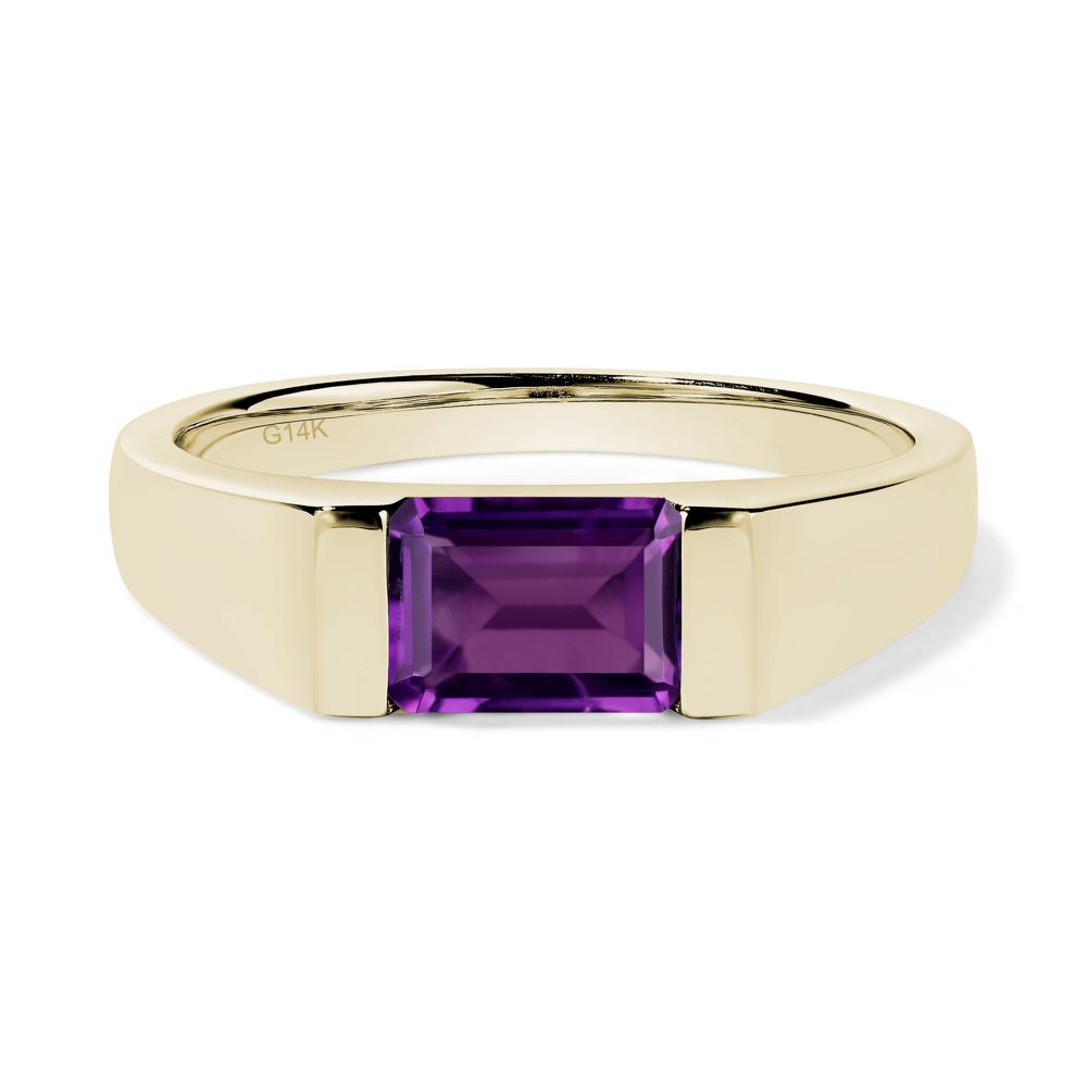 Horizontal Amethyst Gender Neutral Ring - LUO Jewelry #metal_14k yellow gold