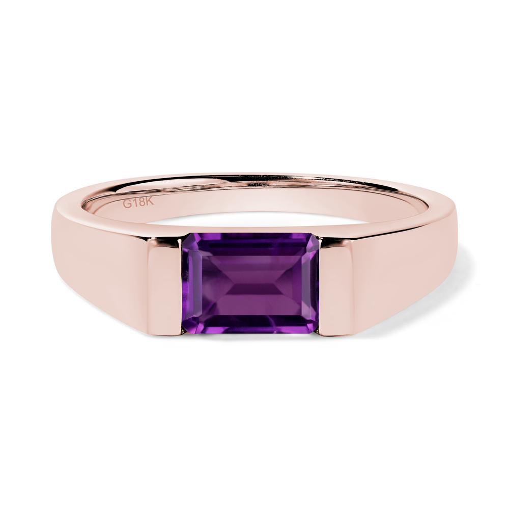 Horizontal Amethyst Gender Neutral Ring - LUO Jewelry #metal_18k rose gold