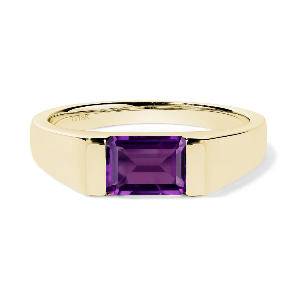 Horizontal Amethyst Gender Neutral Ring - LUO Jewelry #metal_18k yellow gold