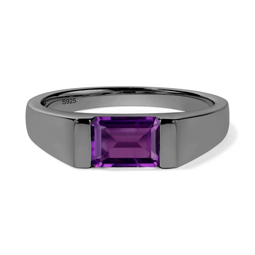 Horizontal Amethyst Gender Neutral Ring - LUO Jewelry #metal_black finish sterling silver