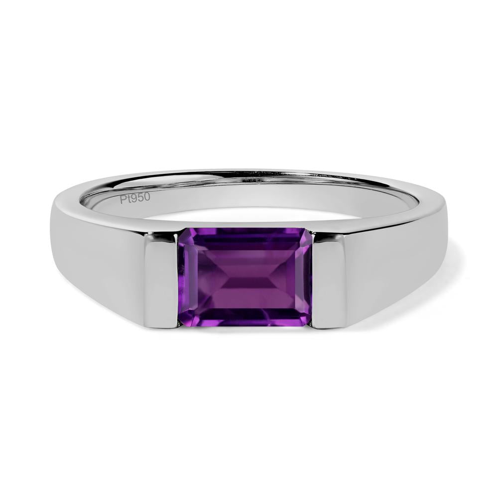 Horizontal Amethyst Gender Neutral Ring - LUO Jewelry #metal_platinum