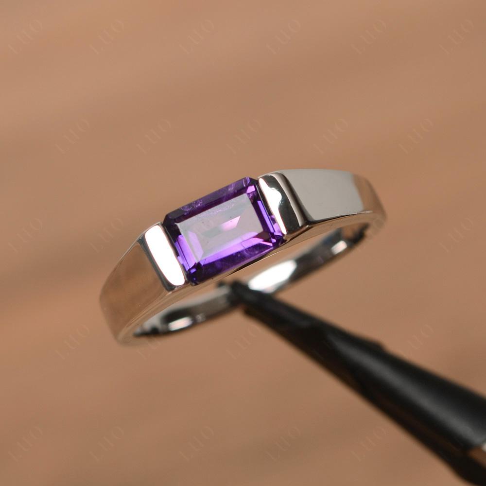 Horizontal Amethyst Gender Neutral Ring - LUO Jewelry