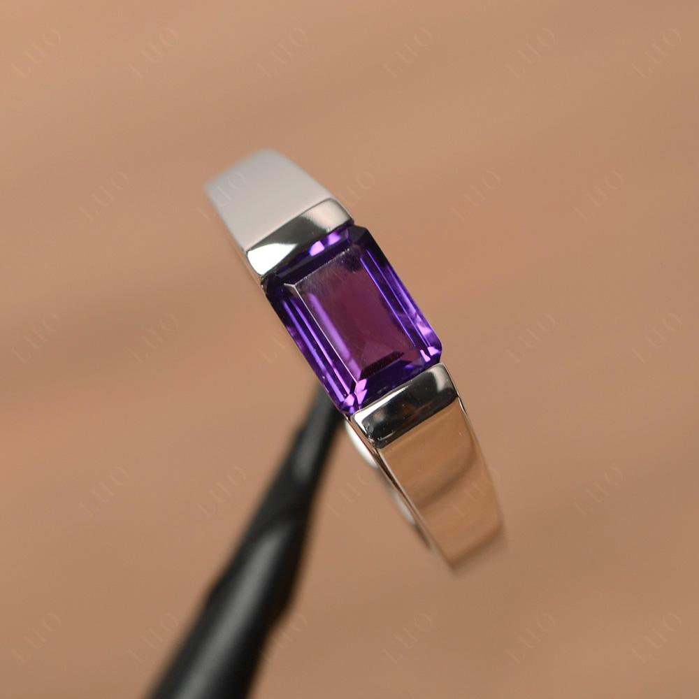 Horizontal Amethyst Gender Neutral Ring - LUO Jewelry