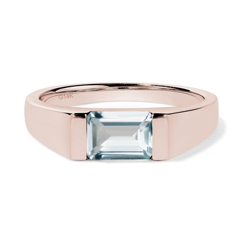 Horizontal Aquamarine Gender Neutral Ring - LUO Jewelry #metal_14k rose gold