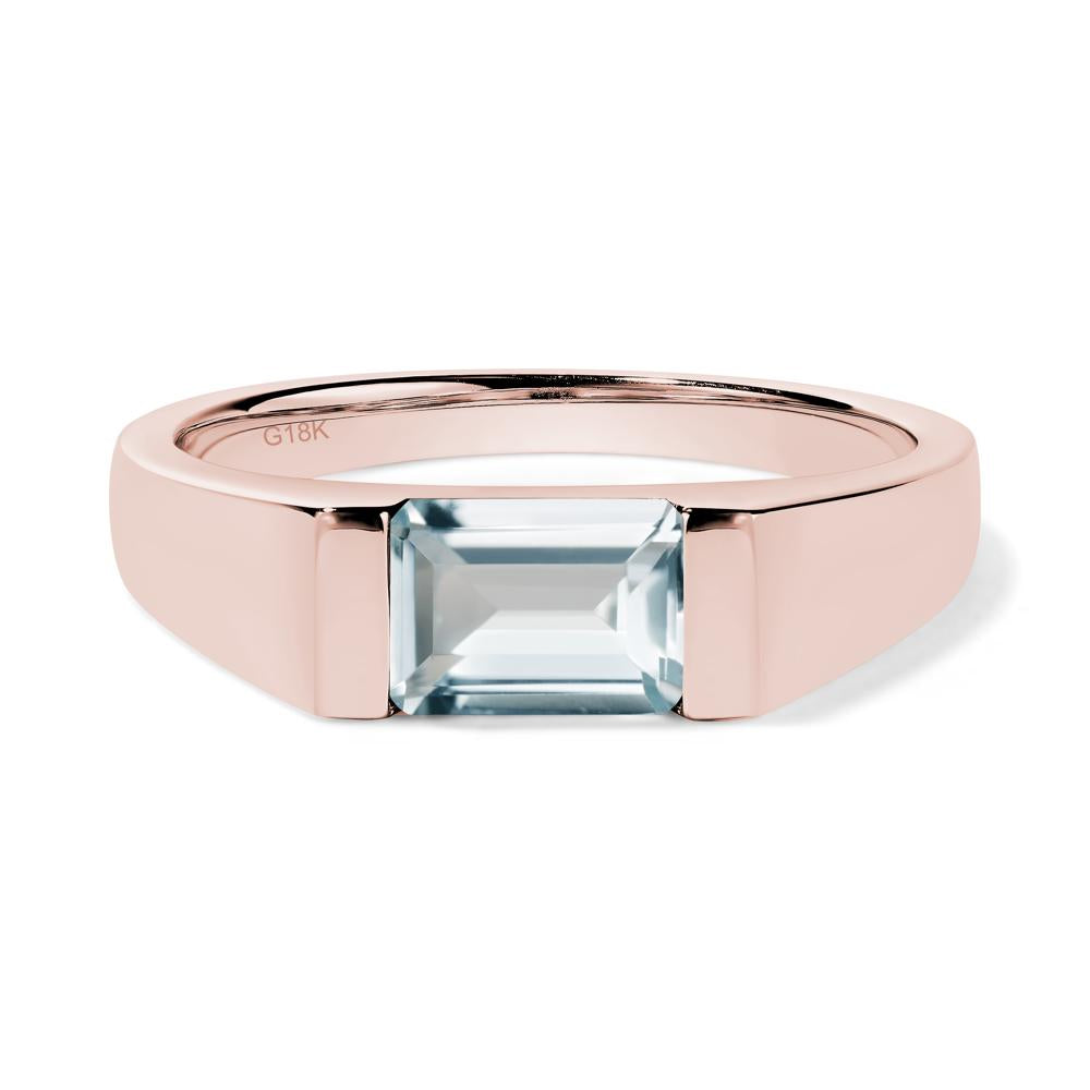 Horizontal Aquamarine Gender Neutral Ring - LUO Jewelry #metal_18k rose gold