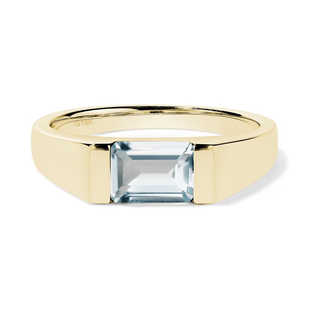 Horizontal Aquamarine Gender Neutral Ring - LUO Jewelry #metal_18k yellow gold