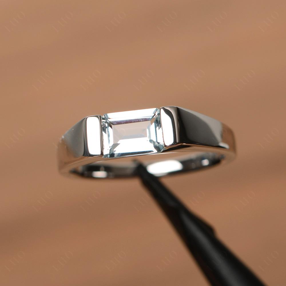 Horizontal Aquamarine Gender Neutral Ring - LUO Jewelry