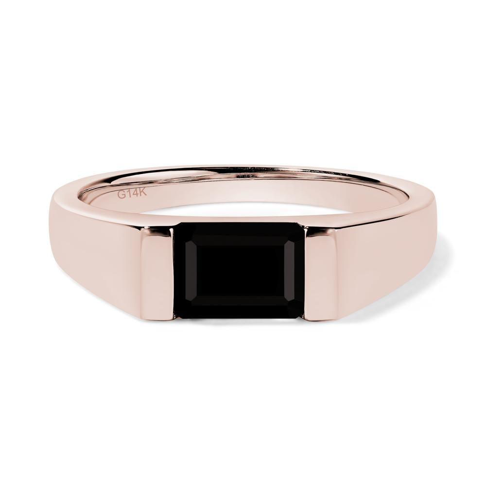 Horizontal Black Spinel Gender Neutral Ring - LUO Jewelry #metal_14k rose gold