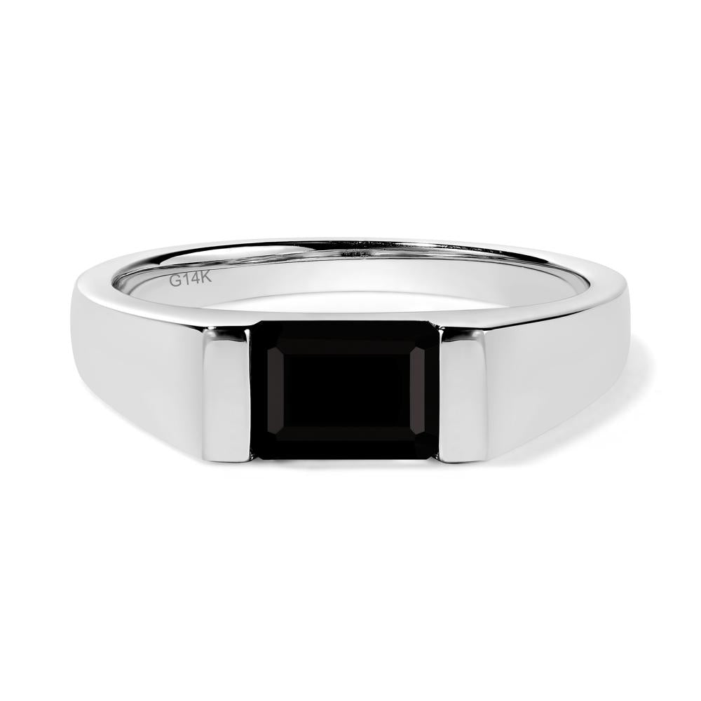 Horizontal Black Spinel Gender Neutral Ring - LUO Jewelry #metal_14k white gold