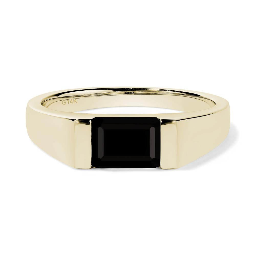 Horizontal Black Spinel Gender Neutral Ring - LUO Jewelry #metal_14k yellow gold