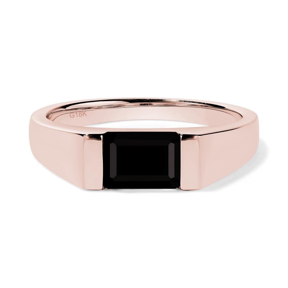 Horizontal Black Spinel Gender Neutral Ring - LUO Jewelry #metal_18k rose gold