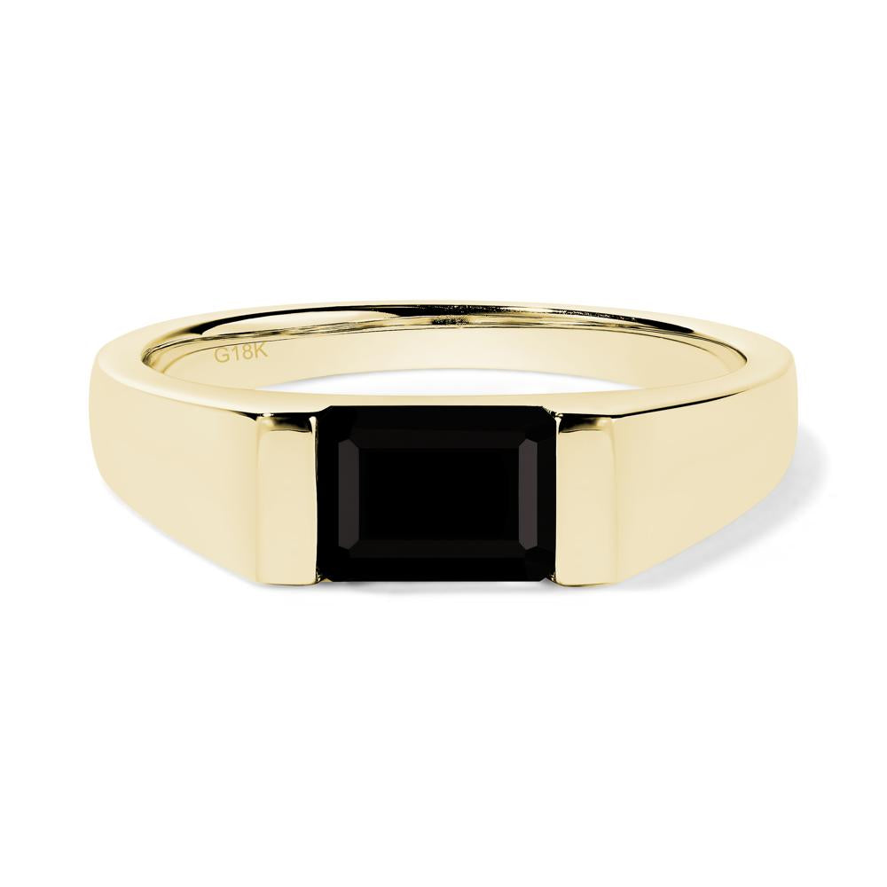Horizontal Black Spinel Gender Neutral Ring - LUO Jewelry #metal_18k yellow gold