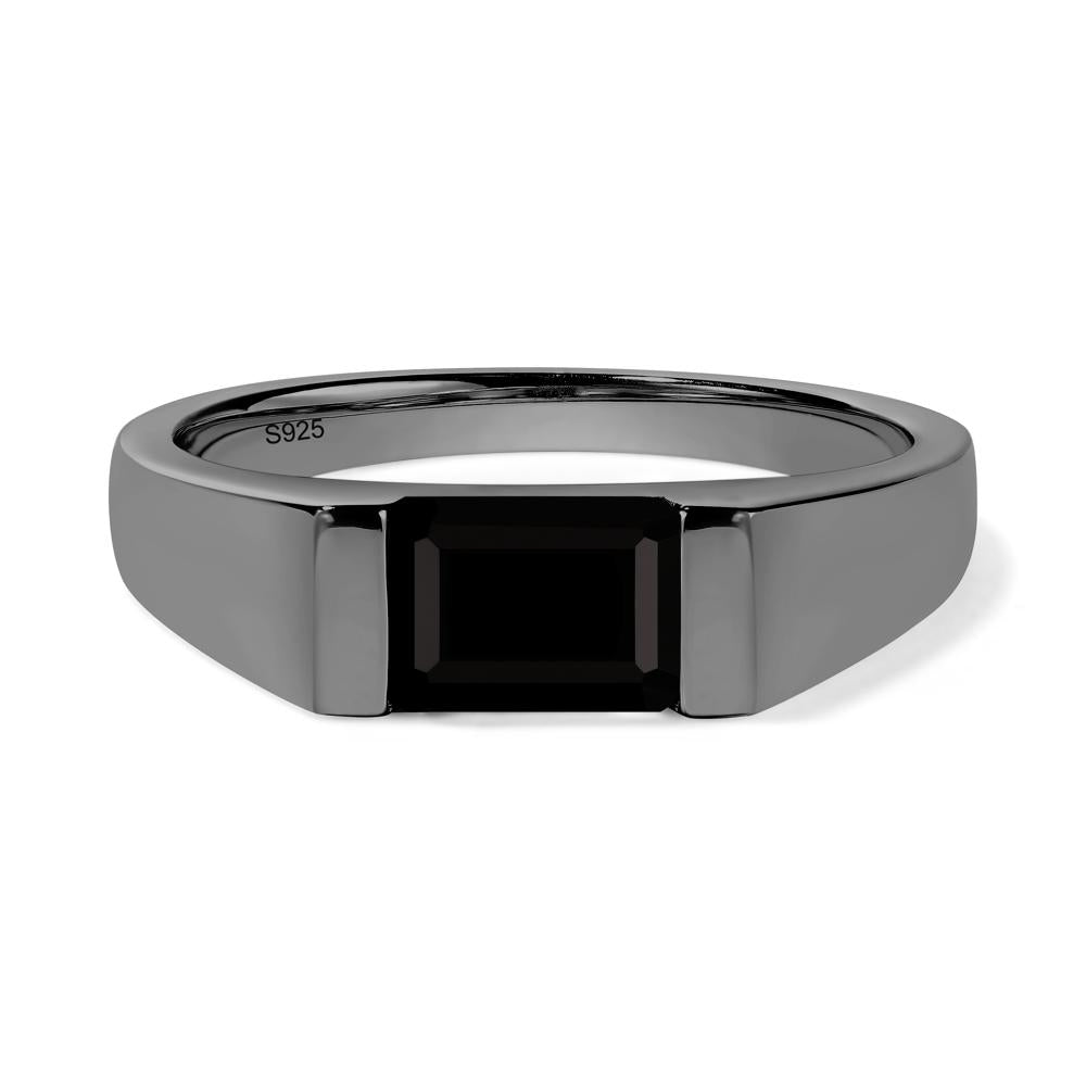 Horizontal Black Spinel Gender Neutral Ring - LUO Jewelry #metal_black finish sterling silver