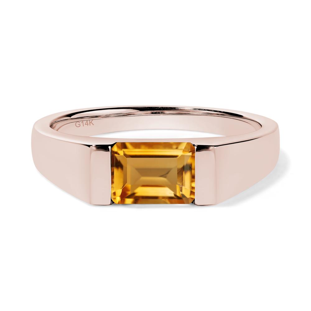 Horizontal Citrine Gender Neutral Ring - LUO Jewelry #metal_14k rose gold