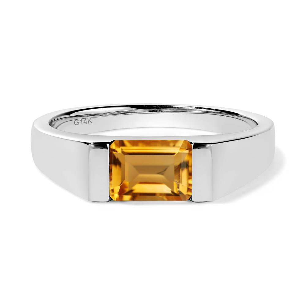 Horizontal Citrine Gender Neutral Ring - LUO Jewelry #metal_14k white gold