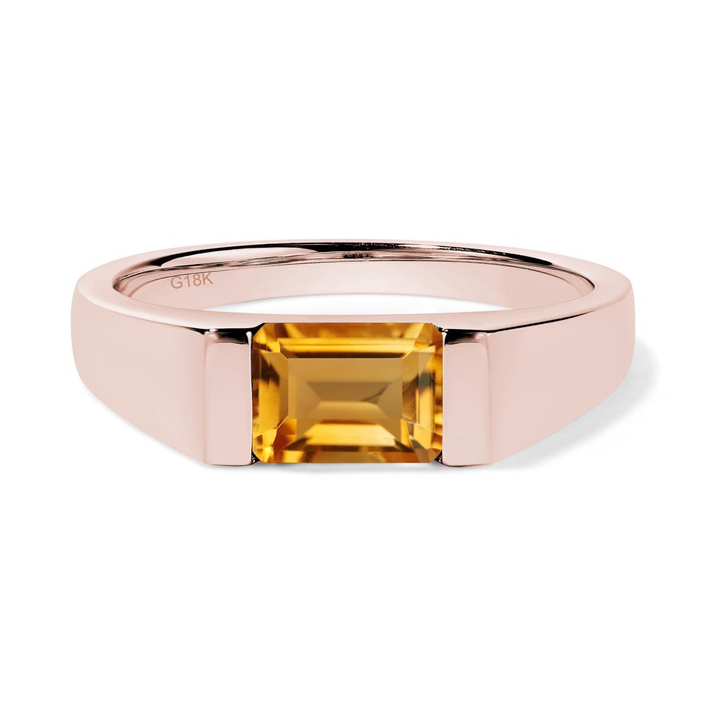 Horizontal Citrine Gender Neutral Ring - LUO Jewelry #metal_18k rose gold